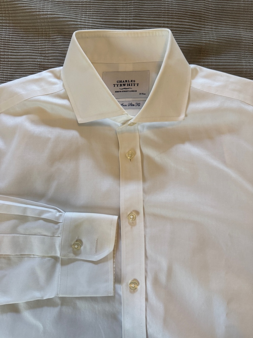 Charles Tyrwhitt Non-Iron Slim Fit White Dress Shirt | 15.5 / 36